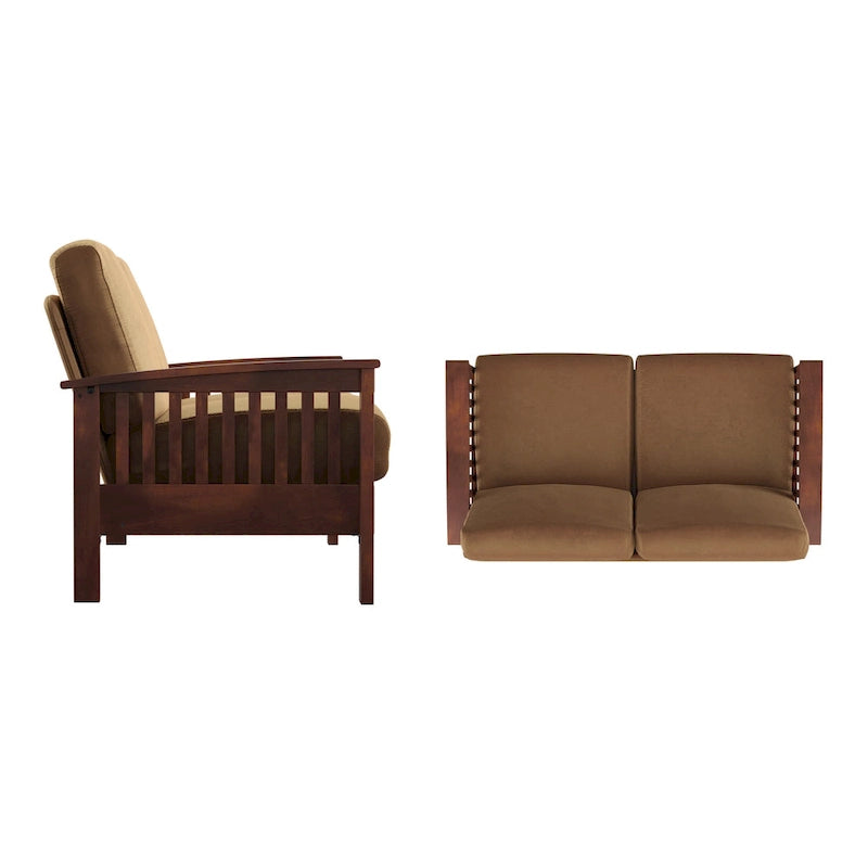 Drewniana sofa dwuosobowa Sigulda w stylu Mission