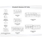 Moderne modulaire hoekbankcollectie, zelf samen te stellen en om te bouwen - optionele ottoman-, midden- en armleuningmodules