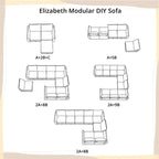Moderne modulaire hoekbankcollectie, zelf samen te stellen en om te bouwen - optionele ottoman-, midden- en armleuningmodules