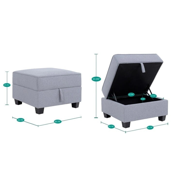 Moderne modulaire hoekbankcollectie, zelf samen te stellen en om te bouwen - optionele ottoman-, midden- en armleuningmodules