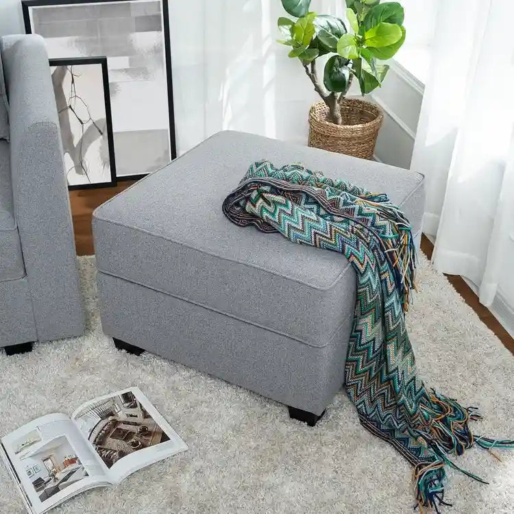 Moderne modulaire hoekbankcollectie, zelf samen te stellen en om te bouwen - optionele ottoman-, midden- en armleuningmodules