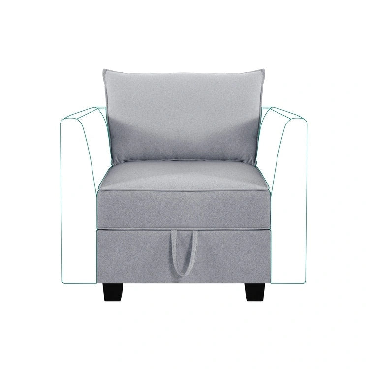 Moderne modulaire hoekbankcollectie, zelf samen te stellen en om te bouwen - optionele ottoman-, midden- en armleuningmodules