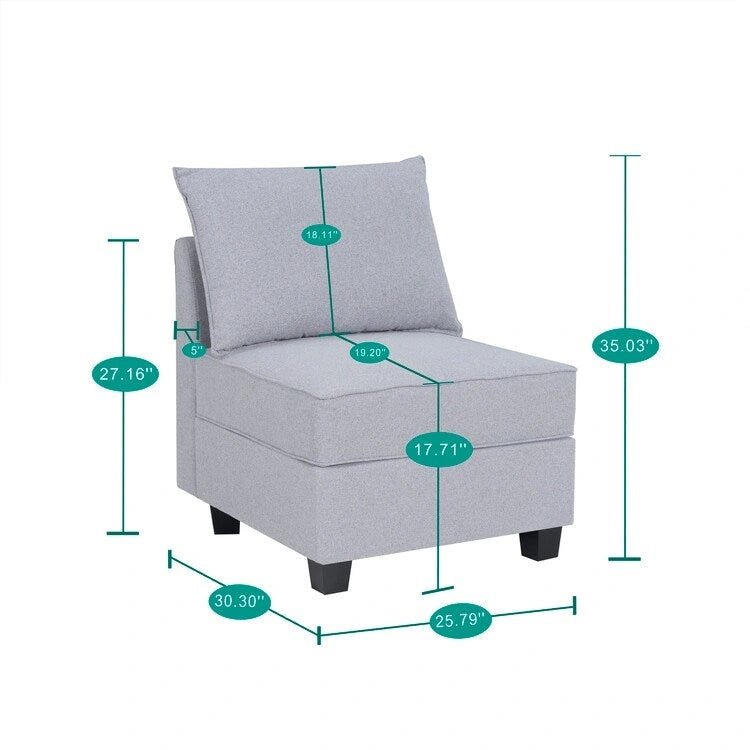Moderne modulaire hoekbankcollectie, zelf samen te stellen en om te bouwen - optionele ottoman-, midden- en armleuningmodules