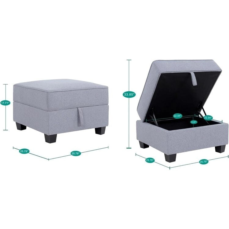 Moderne modulaire hoekbankcollectie, zelf samen te stellen en om te bouwen - optionele ottoman-, midden- en armleuningmodules