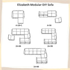 Moderne modulaire hoekbankcollectie, zelf samen te stellen en om te bouwen - optionele ottoman-, midden- en armleuningmodules