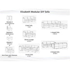 Moderne modulaire hoekbankcollectie, zelf samen te stellen en om te bouwen - optionele ottoman-, midden- en armleuningmodules