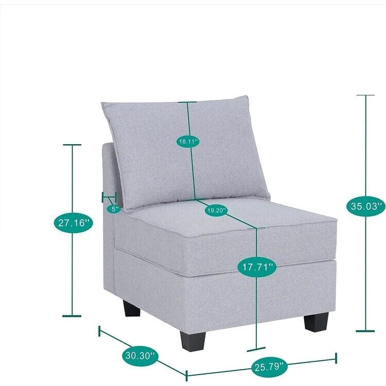 Moderne modulaire hoekbankcollectie, zelf samen te stellen en om te bouwen - optionele ottoman-, midden- en armleuningmodules