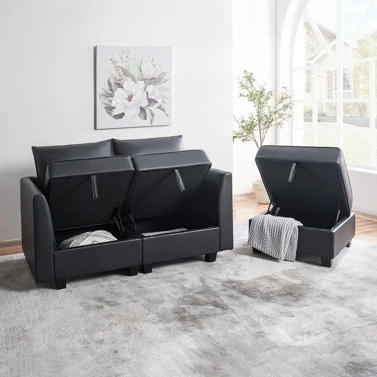 Moderne modulaire hoekbankcollectie, zelf samen te stellen en om te bouwen - optionele ottoman-, midden- en armleuningmodules