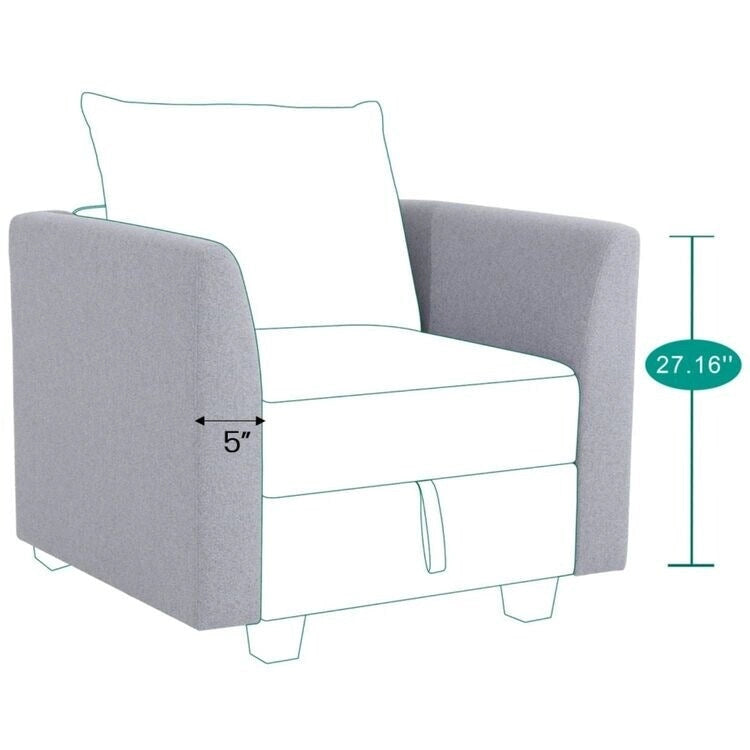 Moderne modulaire hoekbankcollectie, zelf samen te stellen en om te bouwen - optionele ottoman-, midden- en armleuningmodules