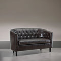 Canapé 2 places tonneau moderne du milieu du siècle en similicuir capitonné à boutons – canapé 2 places confortable style cocon