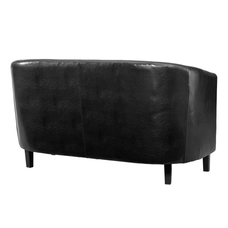 Canapé 2 places tonneau moderne du milieu du siècle en similicuir capitonné à boutons – canapé 2 places confortable style cocon