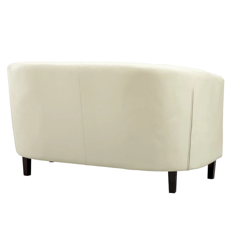 Canapé 2 places tonneau moderne du milieu du siècle en similicuir capitonné à boutons – canapé 2 places confortable style cocon