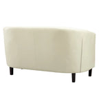 Canapé 2 places tonneau moderne du milieu du siècle en similicuir capitonné à boutons – canapé 2 places confortable style cocon
