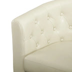 Canapé 2 places tonneau moderne du milieu du siècle en similicuir capitonné à boutons – canapé 2 places confortable style cocon