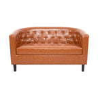 Canapé 2 places tonneau moderne du milieu du siècle en similicuir capitonné à boutons – canapé 2 places confortable style cocon