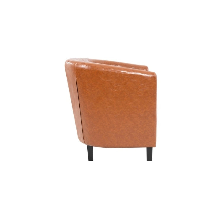 Canapé 2 places tonneau moderne du milieu du siècle en similicuir capitonné à boutons – canapé 2 places confortable style cocon