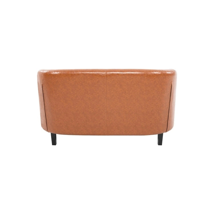 Canapé 2 places tonneau moderne du milieu du siècle en similicuir capitonné à boutons – canapé 2 places confortable style cocon