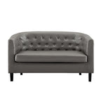 Canapé 2 places tonneau moderne du milieu du siècle en similicuir capitonné à boutons – canapé 2 places confortable style cocon