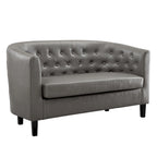 Canapé 2 places tonneau moderne du milieu du siècle en similicuir capitonné à boutons – canapé 2 places confortable style cocon