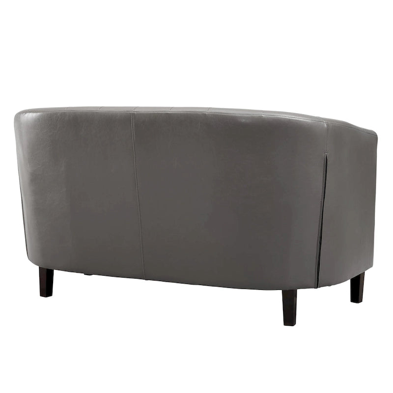 Canapé 2 places tonneau moderne du milieu du siècle en similicuir capitonné à boutons – canapé 2 places confortable style cocon