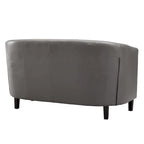 Canapé 2 places tonneau moderne du milieu du siècle en similicuir capitonné à boutons – canapé 2 places confortable style cocon