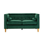 Adelaide moderne loveseat uit het midden van de eeuw - stoel met gecapitonneerd kussen en massief houten poten voor de woonkamer