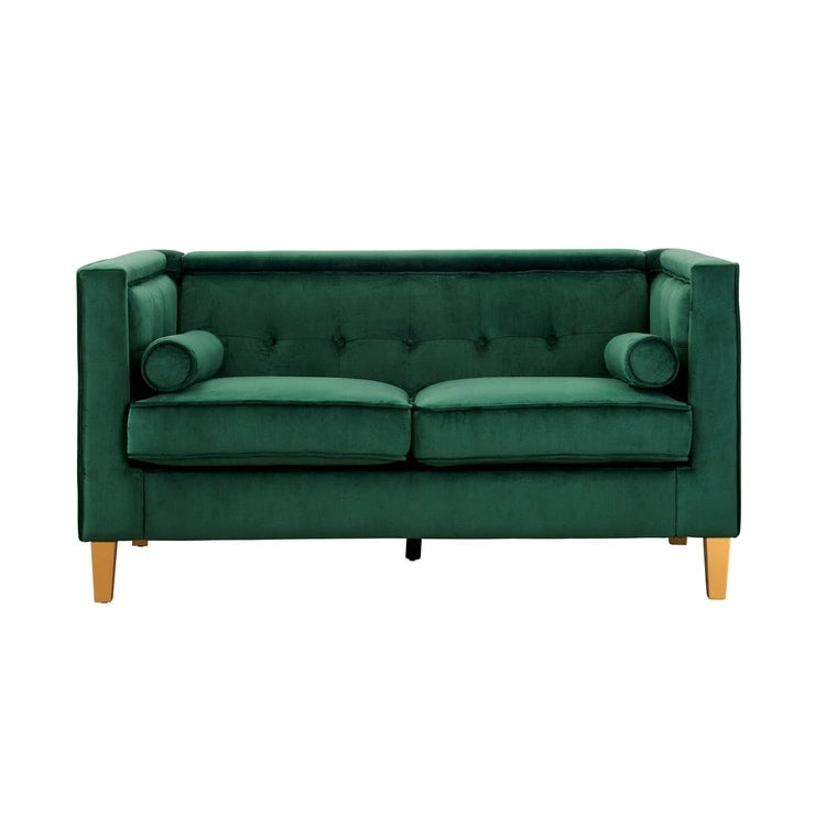 Adelaide moderne loveseat uit het midden van de eeuw - stoel met gecapitonneerd kussen en massief houten poten voor de woonkamer