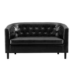 Adelaide moderne loveseat uit het midden van de eeuw - stoel met gecapitonneerd kussen en massief houten poten voor de woonkamer