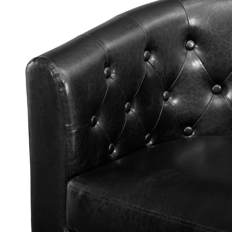 Adelaide moderne loveseat uit het midden van de eeuw - stoel met gecapitonneerd kussen en massief houten poten voor de woonkamer