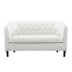 Adelaide moderne loveseat uit het midden van de eeuw - stoel met gecapitonneerd kussen en massief houten poten voor de woonkamer