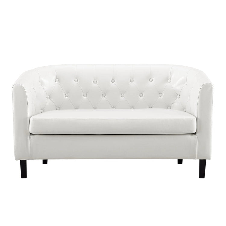 Adelaide moderne loveseat uit het midden van de eeuw - stoel met gecapitonneerd kussen en massief houten poten voor de woonkamer