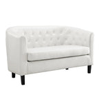 Adelaide moderne loveseat uit het midden van de eeuw - stoel met gecapitonneerd kussen en massief houten poten voor de woonkamer