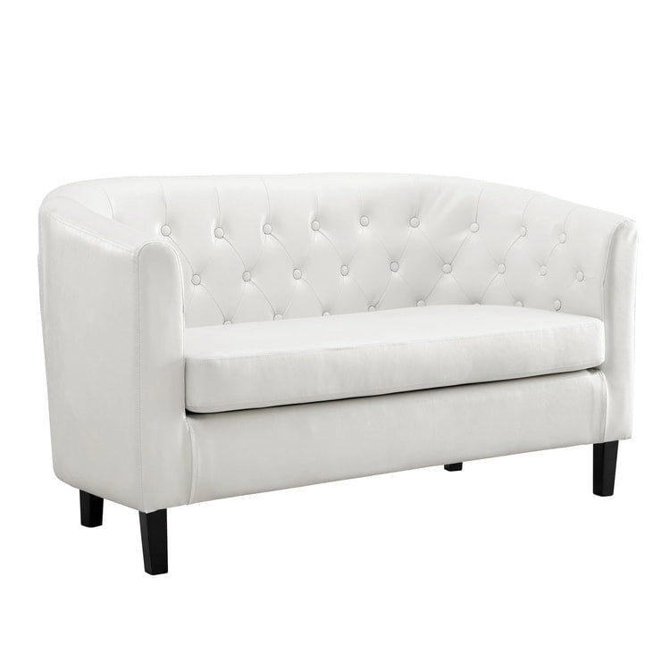 Adelaide moderne loveseat uit het midden van de eeuw - stoel met gecapitonneerd kussen en massief houten poten voor de woonkamer