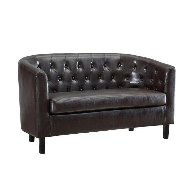 Adelaide moderne loveseat uit het midden van de eeuw - stoel met gecapitonneerd kussen en massief houten poten voor de woonkamer