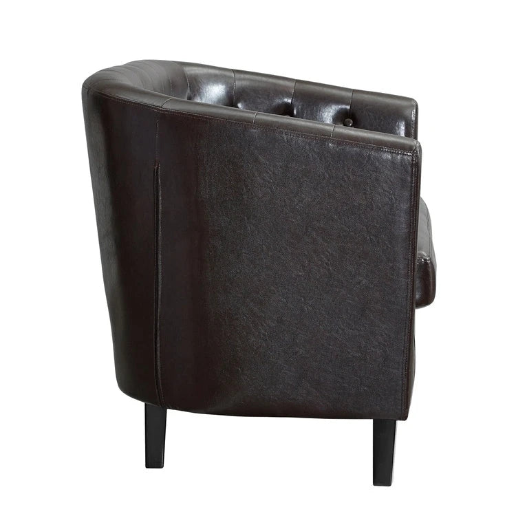 Adelaide moderne loveseat uit het midden van de eeuw - stoel met gecapitonneerd kussen en massief houten poten voor de woonkamer