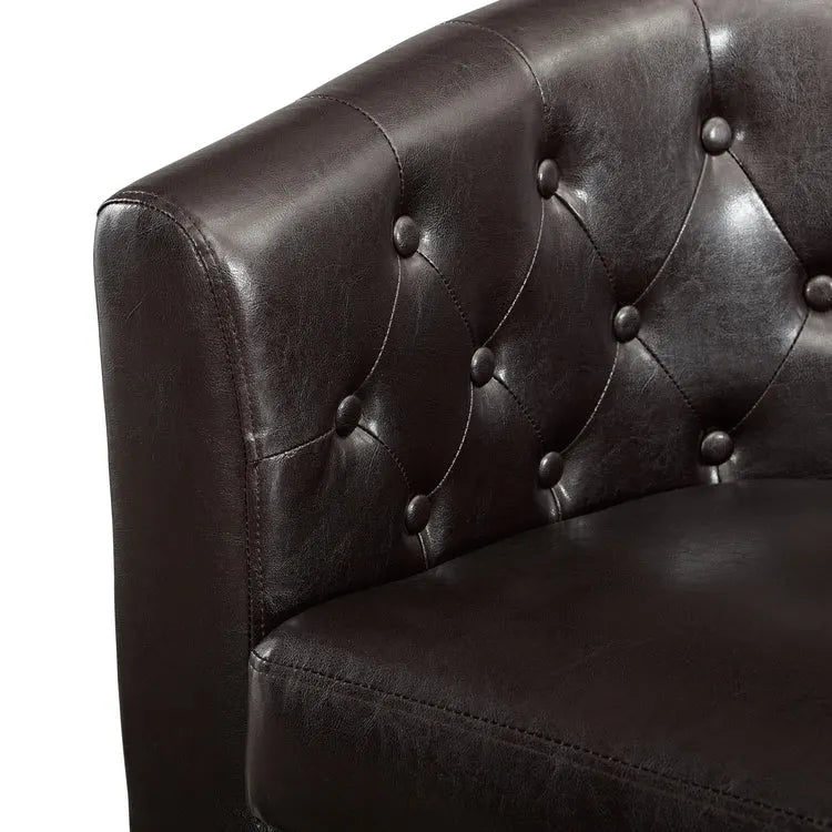 Adelaide moderne loveseat uit het midden van de eeuw - stoel met gecapitonneerd kussen en massief houten poten voor de woonkamer