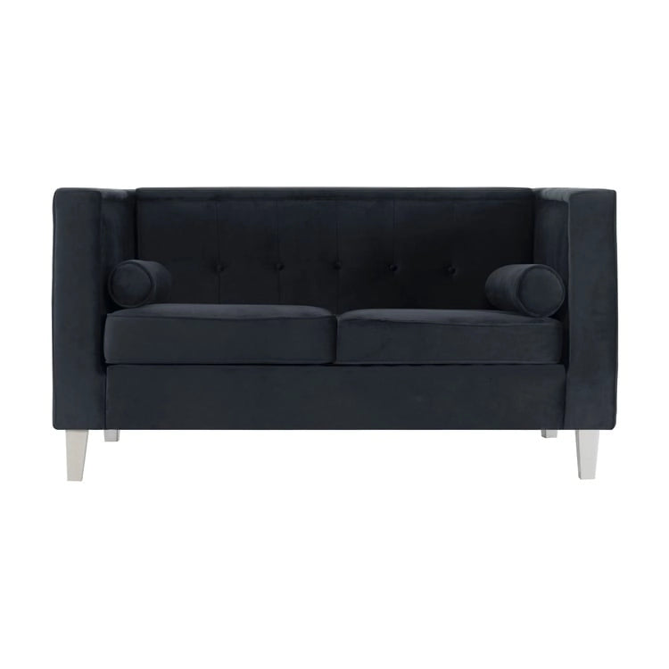 Adelaide moderne loveseat uit het midden van de eeuw - stoel met gecapitonneerd kussen en massief houten poten voor de woonkamer