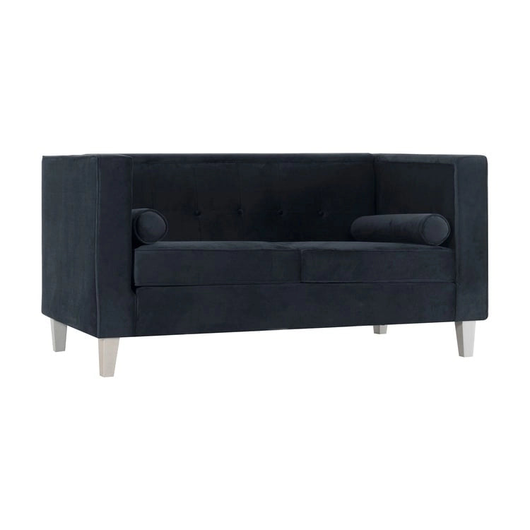 Adelaide moderne loveseat uit het midden van de eeuw - stoel met gecapitonneerd kussen en massief houten poten voor de woonkamer