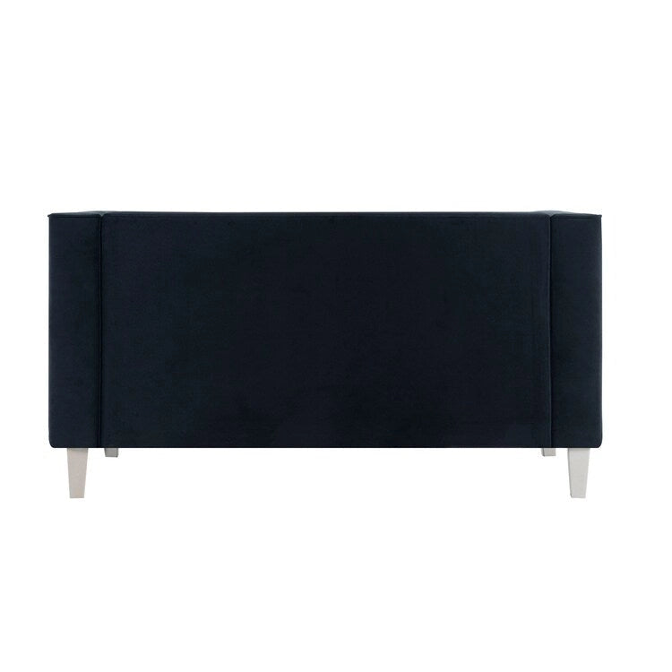 Adelaide moderne loveseat uit het midden van de eeuw - stoel met gecapitonneerd kussen en massief houten poten voor de woonkamer