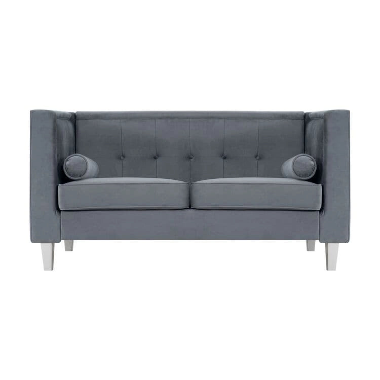 Adelaide moderne loveseat uit het midden van de eeuw - stoel met gecapitonneerd kussen en massief houten poten voor de woonkamer