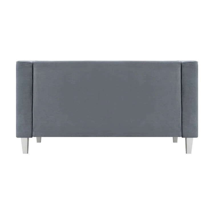 Adelaide moderne loveseat uit het midden van de eeuw - stoel met gecapitonneerd kussen en massief houten poten voor de woonkamer