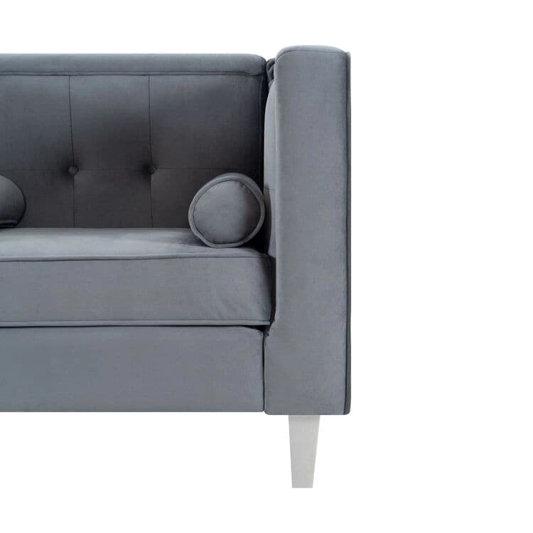 Adelaide moderne loveseat uit het midden van de eeuw - stoel met gecapitonneerd kussen en massief houten poten voor de woonkamer