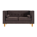 Adelaide moderne loveseat uit het midden van de eeuw - stoel met gecapitonneerd kussen en massief houten poten voor de woonkamer