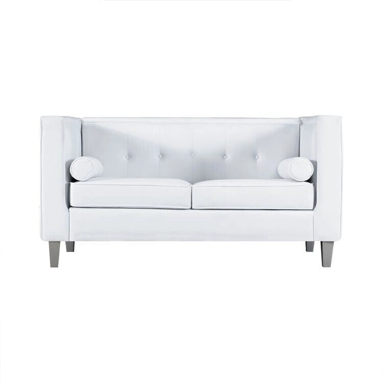 Adelaide moderne loveseat uit het midden van de eeuw - stoel met gecapitonneerd kussen en massief houten poten voor de woonkamer