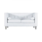 Adelaide moderne loveseat uit het midden van de eeuw - stoel met gecapitonneerd kussen en massief houten poten voor de woonkamer