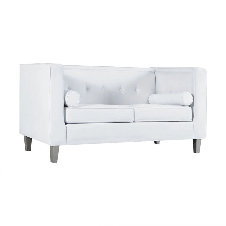 Adelaide moderne loveseat uit het midden van de eeuw - stoel met gecapitonneerd kussen en massief houten poten voor de woonkamer