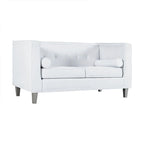 Adelaide moderne loveseat uit het midden van de eeuw - stoel met gecapitonneerd kussen en massief houten poten voor de woonkamer