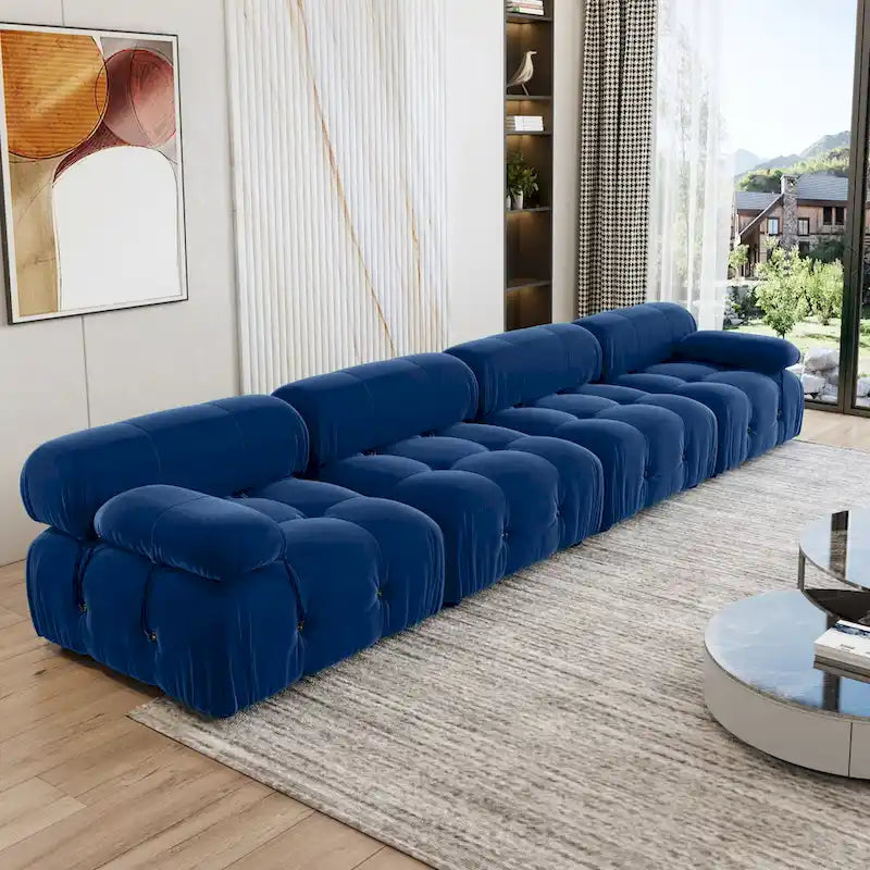 104 Convertible Modular Sectional Sofa, Minimalist Mid-Century Velvet Sofas Couches