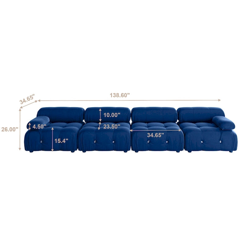 104 Convertible Modular Sectional Sofa, Minimalist Mid-Century Velvet Sofas Couches