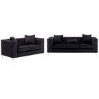 Wohnzimmer-Set aus Samtstoff mit Sofa und Zweisitzer